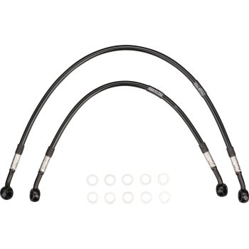 Steel Braided Brake Line 'Blackline', Front, Two-Piece, Vehicle Type Approval, Black Coated with Black Fittings