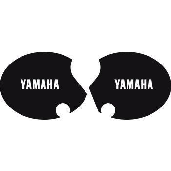 Side cover sticker set 'YAMAHA' right+left, black (white lettering), HeavyDuty version laminated, OEM reference # 4E5-21787-00
