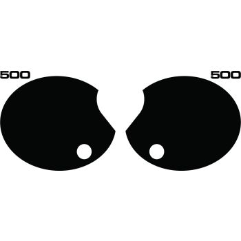 Side Cover Decal Set '500', Black, 4 Pieces, Right & Left, Black Lettering