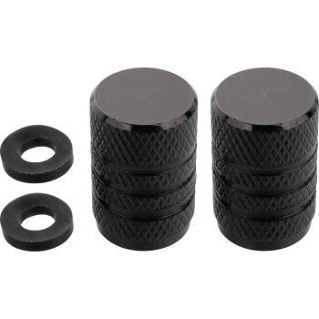 Tyre Valve Cap, aluminium black anodized, incl. O-ring, 1 pair