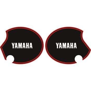 Side Cover Decal Set YAMAHA, right+left, glossy black, red stripes (like fuel tank decals), white lettering