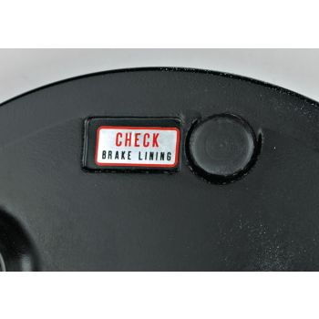 Decal 'Check Brake Lining', 1 Piece, silver/black/red