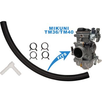 HD-Low Pressure Hose between Fuel Petcock and Low Pressure Connection at Carburettor, incl. 4 Clamps and 90° PVC-Adapter