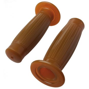 Beston-Style Handlebar Grips, Caramel-Brown, 22mm, Soft Rubber, 1 Pair