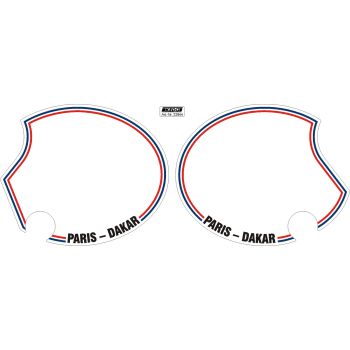 Side Cover Sticker 'Paris-Dakar', stripes blue/white/red, 1 pair,