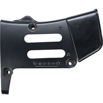 Front Sprocket Cover, black, round slots instead of square, with riveted mini-chainguard (ABS black)