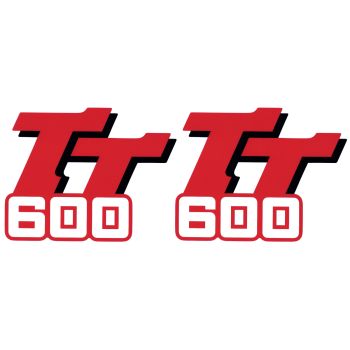 Fuel Tank Decal TT600, approx. 130x100mm red/black/white, 1 pair for LH/RH, (special foil, laminated; extra adhesive and resistant)