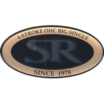 Emblem 'SR 4 Stroke OHC Big Single since 1978' gold/chrome/black, 1 Piece