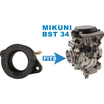Intake Manifold (Unrestricted Version, approx. 30-32HP, with Vacuum Fitting for Genuine BST34 Flat Slide Carburettor), Improved Design, Clamp see item 91826