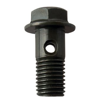 Screw, Hollow, M10x1.25 for Brake Caliper, Spanner Size 12mm, Black/Dark-Green Zinc-Plated (OEM-Style)
