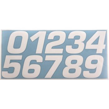 Starting Number Set White Matt, 80mm High, 1 piece each 0 to 9, heavy duty