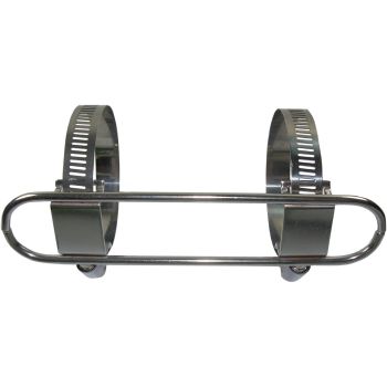 Exhaust Heat Shield Scrambler-Style  (158x35mm), comes with 2 Stainless Steel Hose Clamps 40-55m