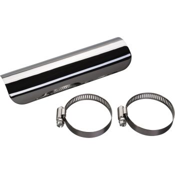 Exhaust Heat Shield 'Classic', chrome-plated, length 180mm, icl. 2x stainless steel clamp