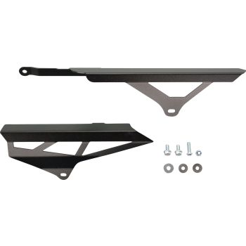 Chain Guard 'Convertible', 2-Piece, aluminium black, incl. Mounting Material - all parts can be mounted separately or in combination (front,