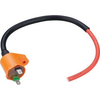 Ignition Coil incl. Flexible Silicone Ignition Cable, primary side 0.2 Ohm, 6.3mm blade connection: black/ground, green/'+'