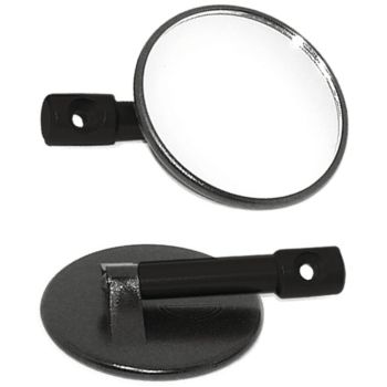 Bar-End Superbike Mirror, 1 Pair, Black  Diam.100/94mm, replaces Item 30401, Bore 6mm, Stem 65mm