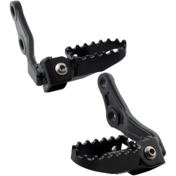 KEDO HD Stainless Steel Driver's Footpegs, 1 Pair, Black (Set comes without Bracket)