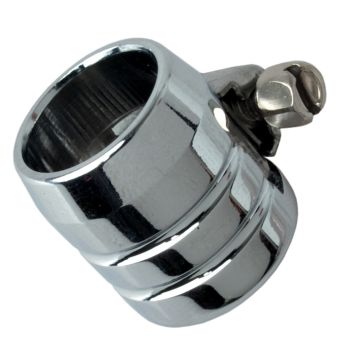 End Clamp 'Grooved' for Braided Oil Line, 1 Piece, chrome-plated (round, grooved), suitable for oil line 90144/90091 and 50253/50254
