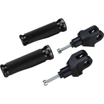 LSL Aluminium Controls, Black, Complete Set Driver (Vehicle Type Approval)(2x Footpeg Body + Hinge Set)