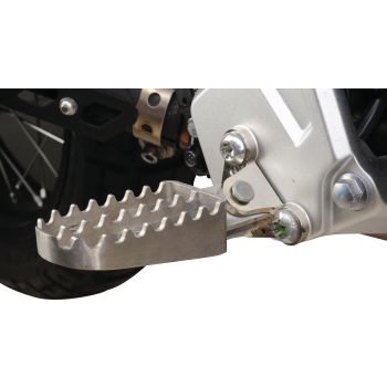 KEDO HD Clawed Footpegs Stainless Steel, 1 pair, Enduro style, serrated & widened, footrest approx. 46x84mm, incl. footrest bracket lowered -20mm