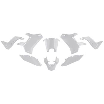 Racetech T7 Revolution Fairing Kit (8 pieces), white through-coloured polypropylene, can be mounted using the original screws