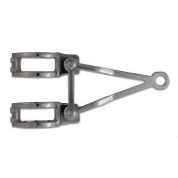 Headlamp Bracket Set 39-42mm, polished aluminium, chrome plated clamps, arm length approcx. 100mm with 12mm bore