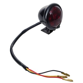 Mini LED Tail Light 'Bates-Style', Black, incl. Mounting Bracket, 'E'-Approved