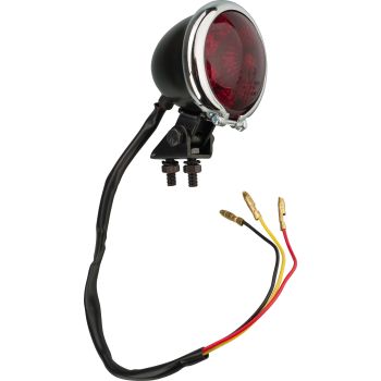 Mini-LED-Taillight 'Bates-Style', black with chrome plated ring, incl. bracket, 'E'-approved