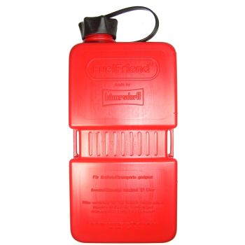 1.5L Jerry Can Hünersdorff 'Fuelfriend', red, suitable for petrol/oil, fastening straps for tension belts, Dim. incl. cap: 280x121x67mm