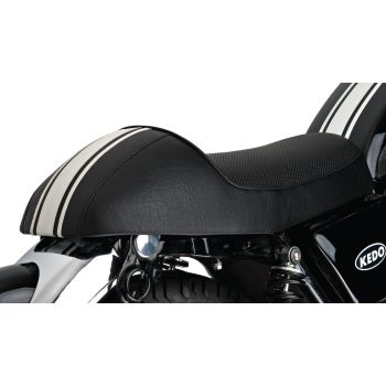KEDO Seat 'Classic Racer', Black with White Stripes and Black Piping, without Rear Brackets