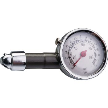 Tyre Pressure Gauge 0-7.5 bar, 45° terminal, measured value is held for easy reading, reset at the touch of a button