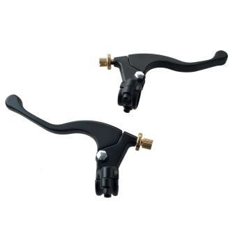 TT/Cross Handlebar Controls Black Aluminium (Brake & Clutch Perch incl. 2-Finger-Levers, NO Mirror Threads or Brakelight Switch)