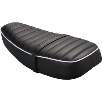 KEDO Seat 'Ultra-Classic', ribbed black cover, white piping, length 55cm, incl. passenger seat strap
