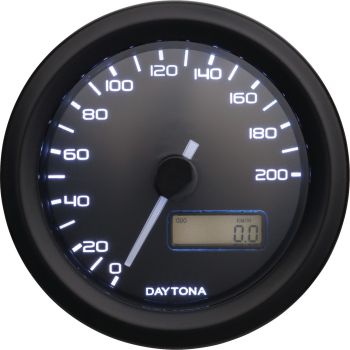 Daytona 'Velona' Digital Speedometer, Black, Ø 48mm, Backlight Colour Changeable, 200 km/h