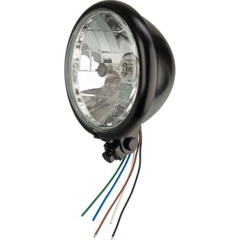 Bates Style H4 Head Light 5 3/4', Black Housing, e-approved, Fastening BOTTOM