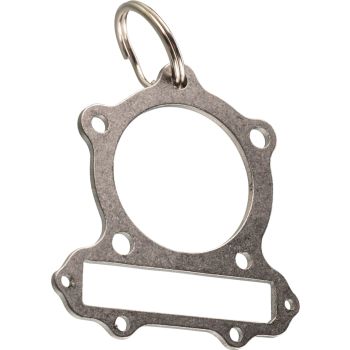 Key Fob 'Head Gasket 500cc', incl. key ring, made of slide-ground sturdy 1.5mm stainless steel, dim. approx. 43x39mm