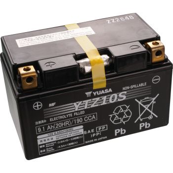 AGM battery YUASA 12V, maintenance-free filled, leak-proof due to AGM technology (glass fibre fleece), type YTZ10S