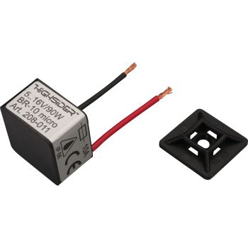 Mini Flasher Relay 5-16V Load-Independent, 1-21W, Short-Circuit-Proof, Overload-Protected, Waterproof, Size 20x20x13mm