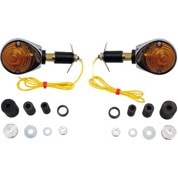 Bar End Indicator Set, Chrome Plated, 1 Pair, 'E'-Marked (Bulb: BAY9S 12V/21W Halogen, Spare Part see Item 41066)