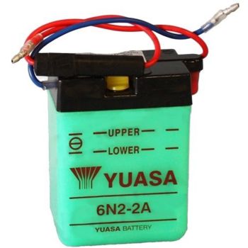 Battery 6V YUASA, type 6N2A, dry unfilled, needs 0,3l battery acid (Acid not available by shipping)