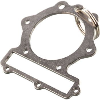 Key Fob 'Head gasket 600cc, one stud', incl. key ring, made of slide-ground sturdy 1.5mm stainless steel, dim. approx. 45x46mm