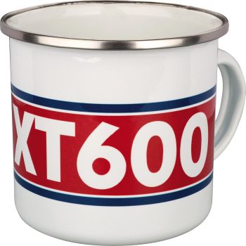 Nostalgia Cup 'XT600', 300ml, white/red/blue in gift box, enamel with metal edge (hand washing recommended)