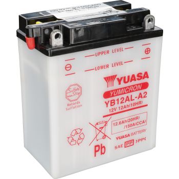 Battery YUASA 12V (YB12AL-A2), dry unfilled, needs 0,8l battery acid (acid not available by mail order)