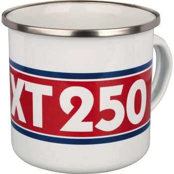 Nostalgia Cup 'XT250', 300ml, white/red/blue in gift box, enamel with metal edge (hand washing recommended)