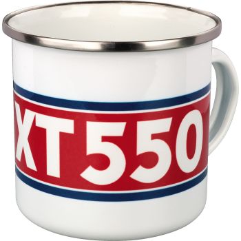 Nostalgia Cup 'XT550', 300ml, white/red/blue in gift box, enamel with metal edge (hand washing recommended)