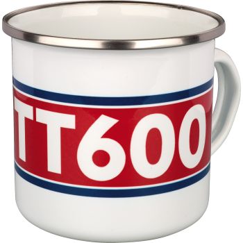 Nostalgia Cup 'TT600', 300ml, white/red/blue in gift box, enamel with metal edge (hand washing recommended)