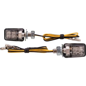 Micro Indicators LED »PICCO«, clear lens, 1 pair, e-approved, dim. approx. 27x17mm, M6 bolts, black plastic housing, 12V 2,8W