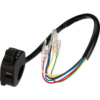 Handlebar Switch with 3-Step Light + Kill Switch, for 22mm handlebars, black plastic housing, approx. 40cm cable with Japan bullet connector