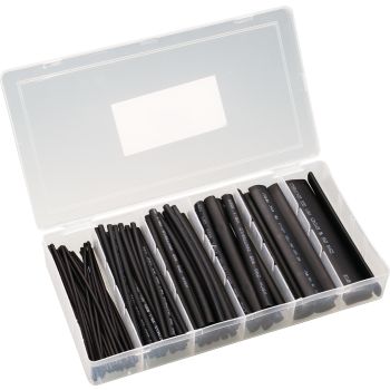 Shrink-On Tube Set, 100 Pieces, Black/Grey, Shrink Ratio 2:1