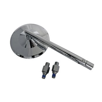 Mirror, Round, d=100mm, Chrome Plated Aluminium, Stem 185mm, incl. Holder for YAMAHA LH/RH Thread